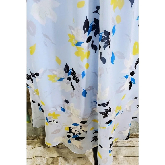 LANE BRYANT Womens Plus High Low Chiffon Faux Wrap Floral Skirt Blue Size 28 - Picture 10 of 11